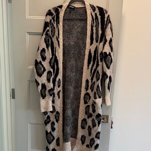 Express Black and Cream Animal Print Cardigan